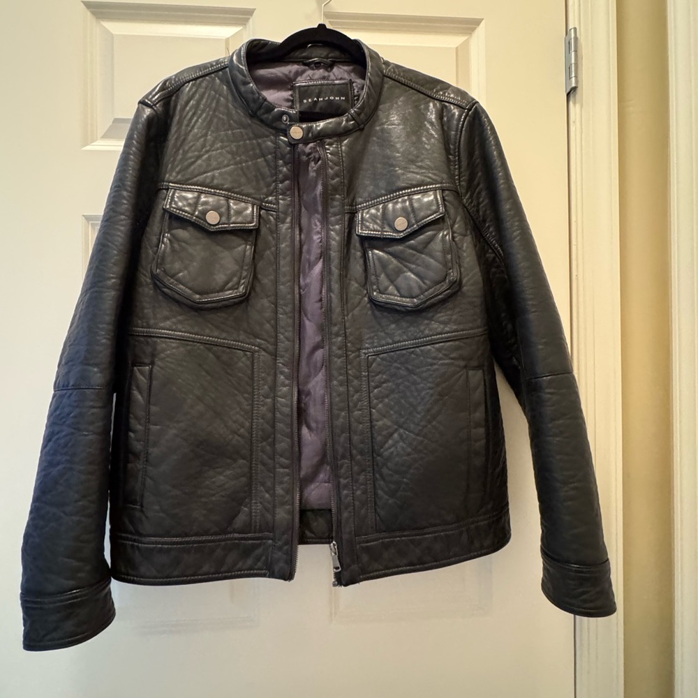 Vintage Sean John Black Quilted Bomber Jacket